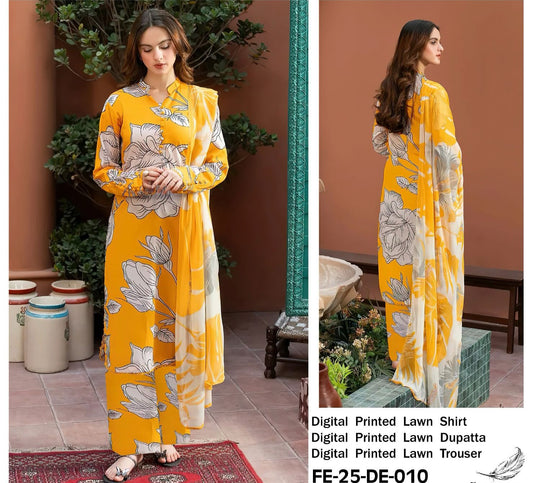 Blossom in Sunshine 🌼 | Elegant Digital Printed Lawn 3-Piece Suit